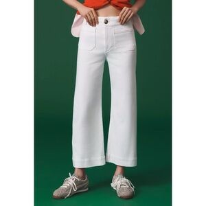 Anthropologie Maeve The Colette Crop High Rise Wide Leg Jeans White 28